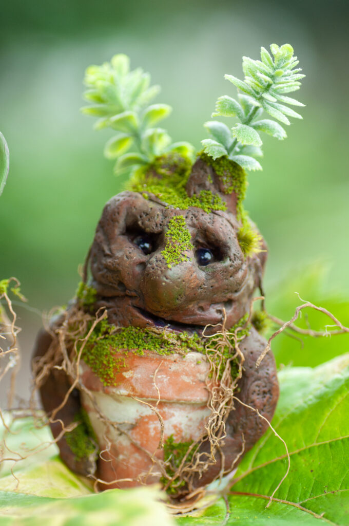 Fantasy sprout creature, Rootling whimsical plant guardian